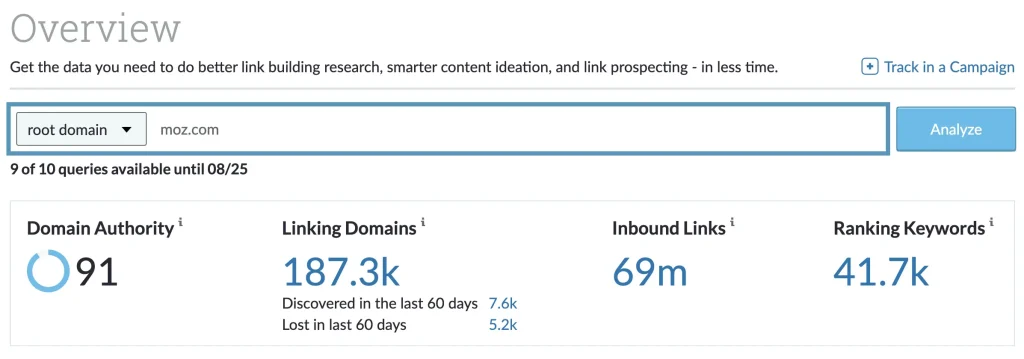 A picture of Domain Authority scoring and how it's calculated